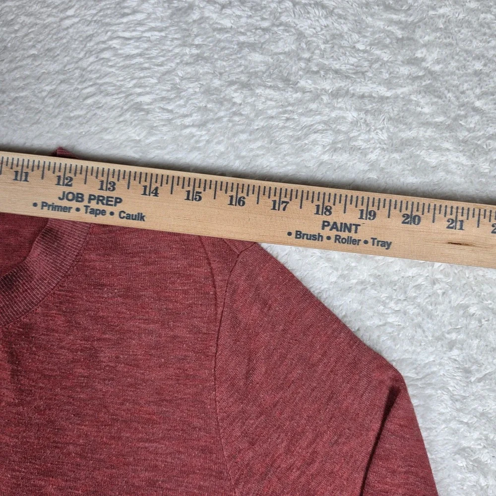 Alo Yoga Pullover Women M Red L/S Crewneck High-Low Hem Side Slits Stretch